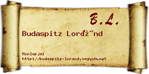 Budaspitz Loránd névjegykártya
